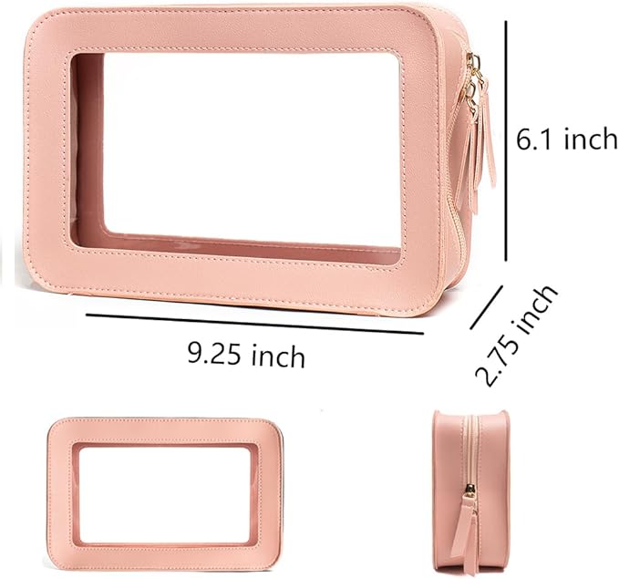 Clear Makeup Bag Small, TSA Approved Portable Toiletry Bag with Zipper Cosmetic Travel Bag Makeup Organizer Case Mini Makeup Pouch for Purse Car Organizer Bag for Women Men-Velvo Beauty