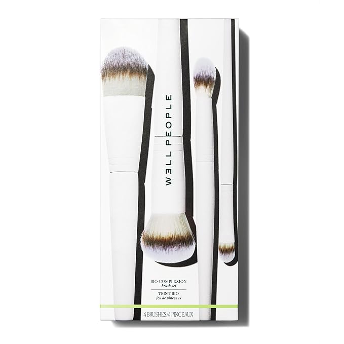 Well People Bio Complexion Brush Set, 4-Piece Face Brush Set For All Complexion Products, For Liquids, Powders & Creams, Cruelty-free Bristles-Velvo Beauty