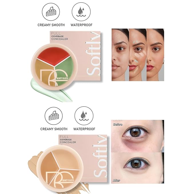 6 Color Correcting Concealer Kit with 11 Pcs Makeup Brush Kits, Light Color Combination Cream Concealer Palet for Light to Medium Skin Tone, Cover Dark Circles, Bruises, Spots, Blemish-Velvo Beauty