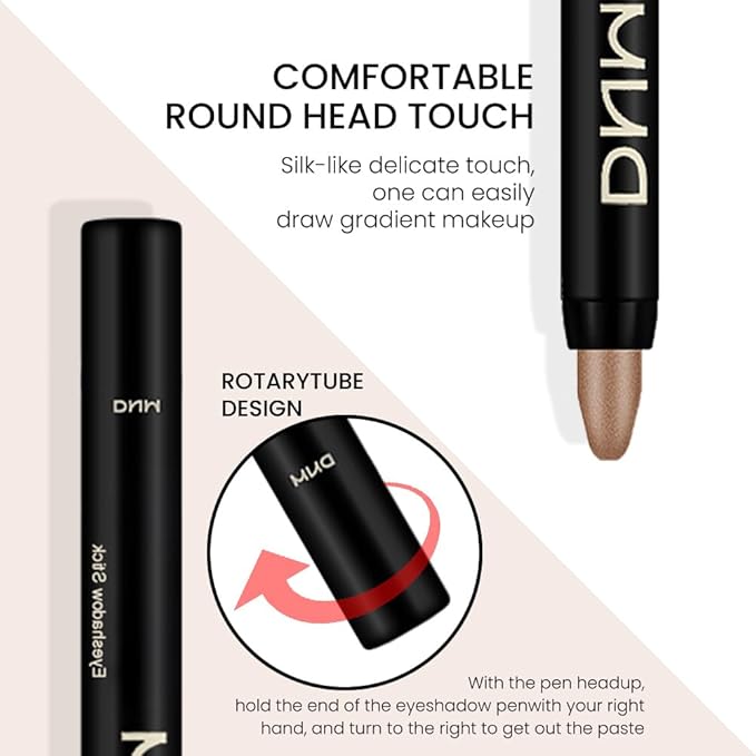 8Pcs Cream Eye Shadow Brightener Stick Makeup Set, Champagne Pearl Taupe Bronze Cocoa Stone Putty Smoky Amethyst Shimmer Matte Eyeshadow Eyeliner Pencil Applicator Stick Palette Makeup for Older Women-Velvo Beauty