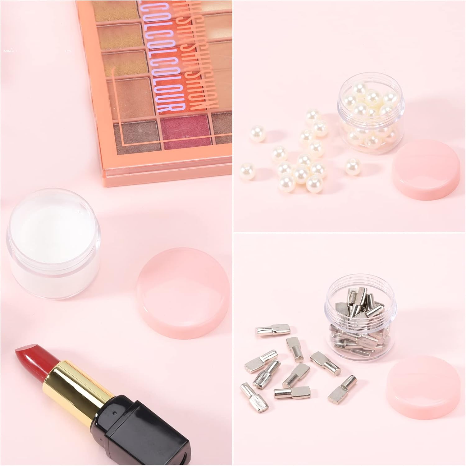 100 Count 20g Sample Containers with Lids,Refillable Cosmetic Containers Small Plastic Jars Lip Scrub Container - Pink-Velvo Beauty