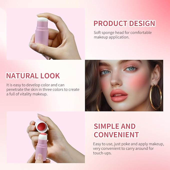 Soft Face Blush Stick, Matte Natural Long Lasting Blush for a Flawless Finish, Creamy Blendable Formula for All Skin Types, Everyday Wear Professional Quality Makeup (Warm mauve, Large)-Velvo Beauty