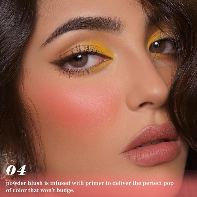 Single Coral Orange Matte Blush for Cheeks Face Blushes Makeup Palette, Rose Bean Monochrome Cream Blushes Palette Makeup for Older Women, Natural Pigmented Paleta de coral anaranjado monocromática 04-Velvo Beauty