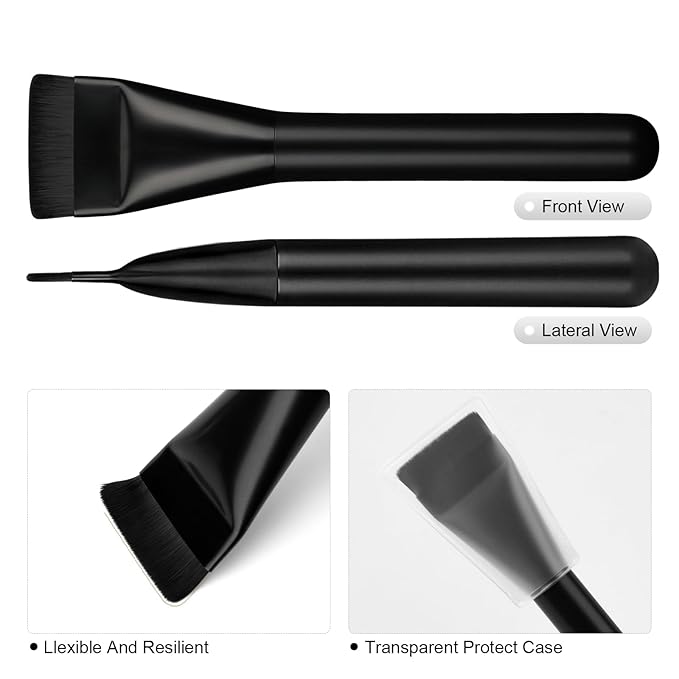 2Pcs Flat Foundation Brush,Face Mask Brush Makeup Spatula Facial Brush for Liquid Foundation Mask,Premium Face Korean Makeup Brush for Blending Cream (Black&Black)-Velvo Beauty