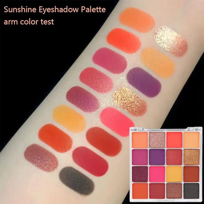16 Girds Colorful Matte Shimmer Eyeshadow Palette for Eye Makeup,High Pigmented Eye Shadow Primers Powder Palet de sombras de ojos-Glitter Color#-Velvo Beauty