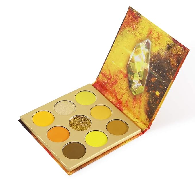 docolor Eyeshadow Palette 9Colors Yellow Eyeshadow Gemstone Shadow Palettes Highly Pigmented Mattes Shimmers Smokey Glitter Cream Colorful Powder Blendable Long Lasting Waterproof Makeup Palette-Velvo Beauty