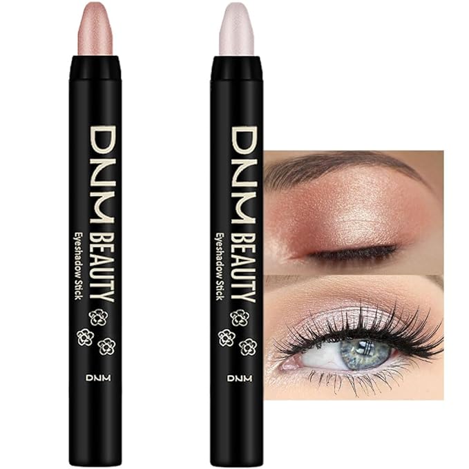 evpct 2Pcs Cream Eyeshadow Brightener Sticks Set for Eyes Waterproof, Champagne Shimmer & Pearl Shimmer Matte Metallic Eye shadow Stick Pencil Pen Bulk sombras en crema para ojos 17 +18-Velvo Beauty