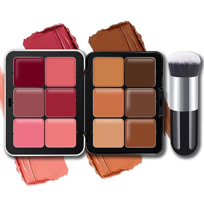 12 Colors Color Correcting Concealer Foundation Palette, Cream Blush and Concealer Palette, Long Wearing Smudge Proof Blendable Matte Finish Blush Powder Highlighter Cream Contour Palette Makeup (02)-Velvo Beauty