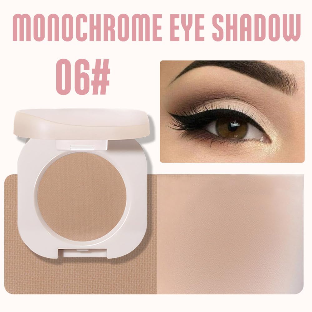 Matte Eyeshadow Monochrome, Rice Brown Eye Shadow Makeup, Neutral Matte Pressed Powder, Single Vegan Eyeshadow, Highly Pigmented Natural Eyeshadow Palette,Single Long Lasting Deep Nature Eye Make 06#-Velvo Beauty