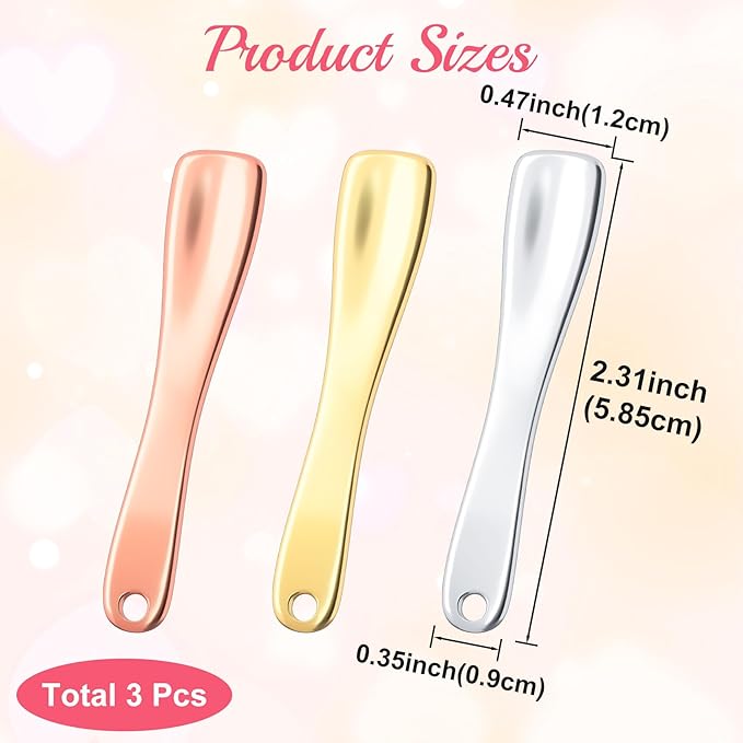 3 Pcs Facial Spatula Sticks Mini Metal Makeup Spatulas Tiny Skincare Cosmetic Spoons Reusable Face Eye Cream Lotion Applicator Tools Facial Massage Sticks for Women Girls-Velvo Beauty