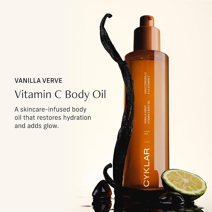 Vitamin C Body Oil for Women and Men. Moisturizing Vanilla Verve Scented Body Serum for Glowing Skin. Nourishing, Hydrating After-Shower and Bath Skin Care Moisturizer, 4.2 Fl Oz-Velvo Beauty