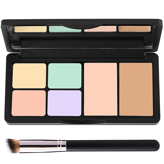 6 Colors Correcting Concealer Contour Palette,Concealer Cream Contour Makeup Palette,Contouring Foundation Highlighting Makeup Kit with Brush(01#)-Velvo Beauty