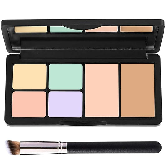 6 Colors Correcting Concealer Contour Palette,Concealer Cream Contour Makeup Palette,Contouring Foundation Highlighting Makeup Kit with Brush(01#)-Velvo Beauty