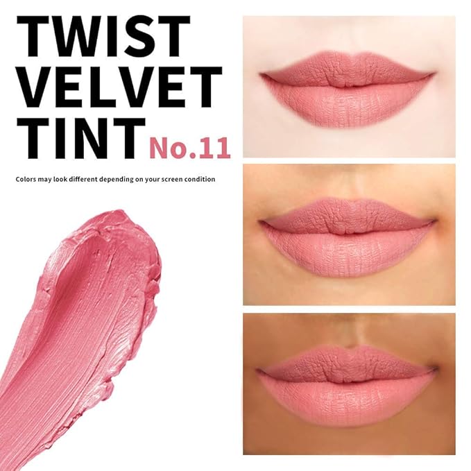 PASSIONCAT Long Lasting Lip Stain for Lips and Cheek Tint | High Pigment Color | lightweight Matte Finish | Weightless | Full Coverage | Twist Velvet Tint #11 (No.11)-Velvo Beauty