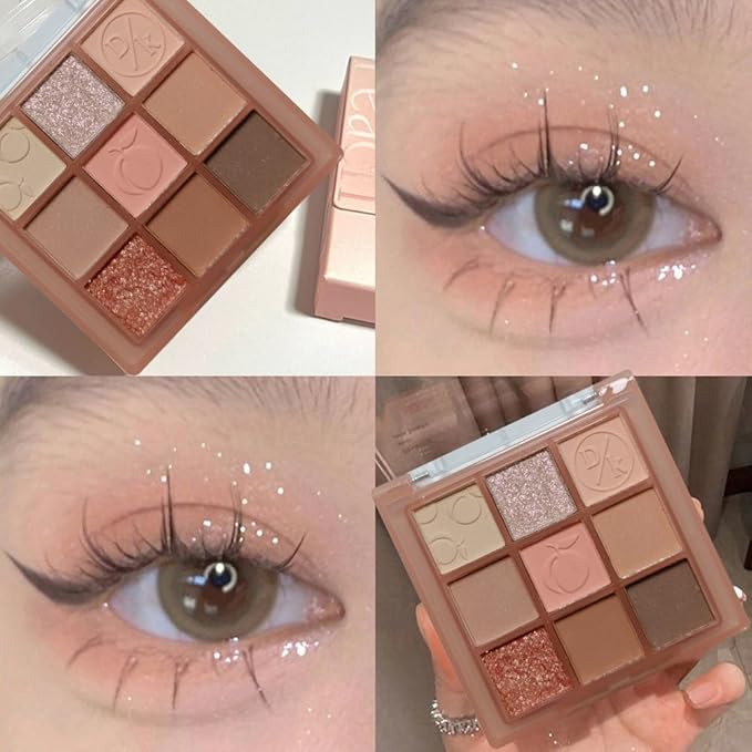 Eyeshadow Palette Makeup- 9 Colors Rose Gold Dark Brown Colorful Eyeshadow Palette Matte Shimmer Korean Natural Eye Shadow palettes Highly Pigmented Naturing-Looking Long Lasting (14#)-Velvo Beauty