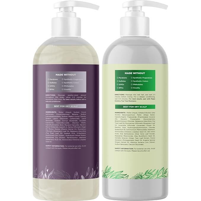 Sulfate Free Shampoo and Conditioner Set - Tea Tree Sage and Rosemary Shampoo and Conditioner for Dry Flaky Scalp Care - Deep Cleansing Color Safe Shampoo and Conditioner for Damaged Dry Hair Care-Velvo Beauty