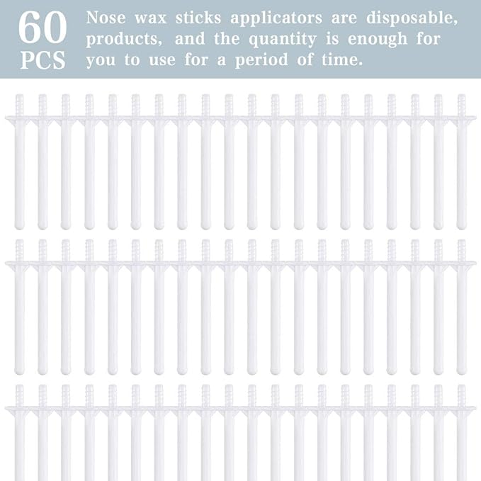 60 Pieces Plastic Wax Applicator Wands with Disposable Spatulas for Nose Hair Removal and Nostril Cleaning-Velvo Beauty