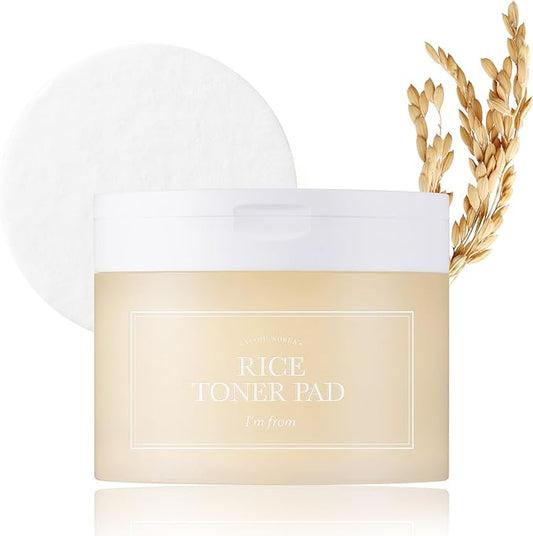 I'm from Rice Toner Pads 140ml, 60 Sheets, Triple-Layered Pads, Rice Extract from Korea, for Dry and Rough Skin-Velvo Beauty