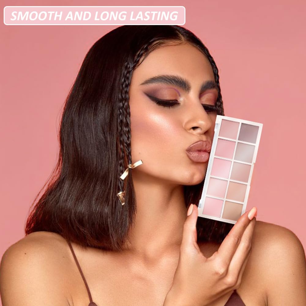 Ten Color Pink Brown Series Matte Eyeshadow Makeup Palette, High-Pigment Eye Shadow, Smooth & Blendable, Everyday Velvety Matte Finish Eye Makeup Looks Box, Vegan & Cruelty-Free, 0.35 Oz 04#-Velvo Beauty
