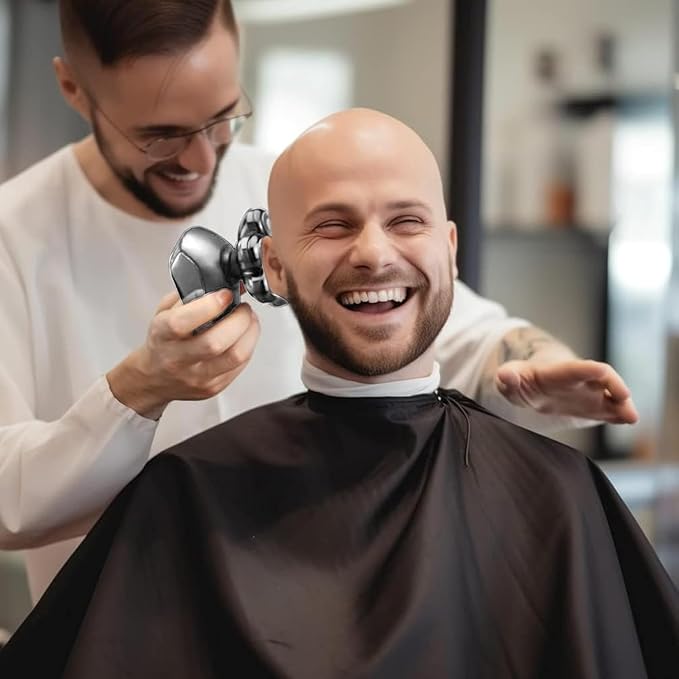 Detachable Head Shavers, SHPAVVER 5 in 1 Electric Razor IPX7 Waterproof for Bald Men, Wet Dry LED Display Rechargeable 7D Rotary Shaver Grooming Kit with Type C Charge A,Bright Silver-Velvo Beauty
