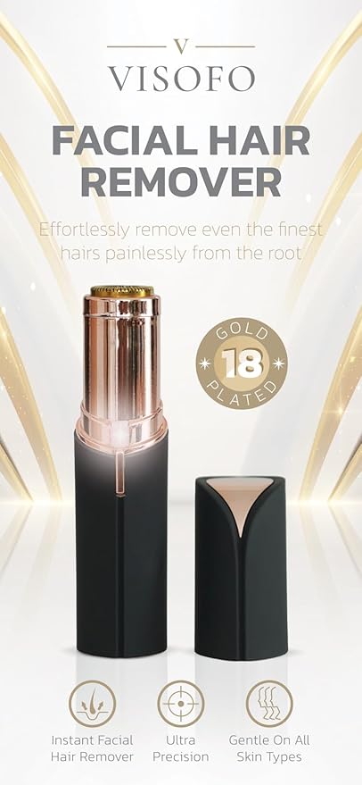 Facial Hair Removal for Women | Electric Razor Device Small Mustache Dermaplaning Remover Tools Tweezers Epilator Trimmer Face Dermaplane Shavers Beauty Gadgets Set Accessories by VISOFO (Onyx)-Velvo Beauty