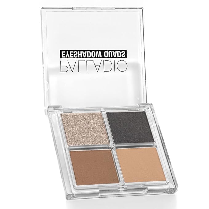 Palladio Eyeshadow Quads, Velvety Pigmented Blendable Matte, Metallic & Shimmer Finishes, Creamy Formula, Four Way Quad Eye Shadow Palette, Talc-Free (Party Rocker)-Velvo Beauty