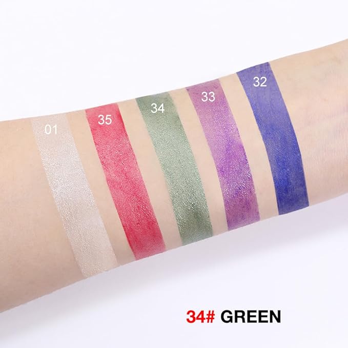 evpct Green Shimmer Cream Eye Shadow Brightener Sticks Set for Eyes, Green Shimmery Matte Pencil Eye shadow Applicator Stick Pen Palette Makeup Waterproof sombras en crema para ojos 34#-Velvo Beauty