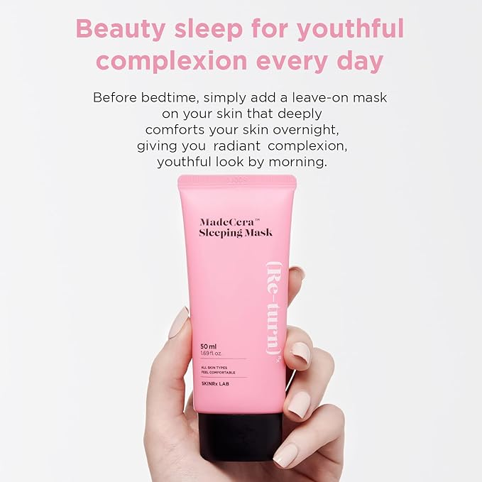 SKINRxLAB Made Cera Sleeping Mask 50ml (1.69 fl.oz.) - Moisturizing and Relaxing Face Overnight Mask Cream with Ceramide, Cica and Rosemary Extract, Night Sleep Mask for Enhancing Dull and Flaky Skin-Velvo Beauty