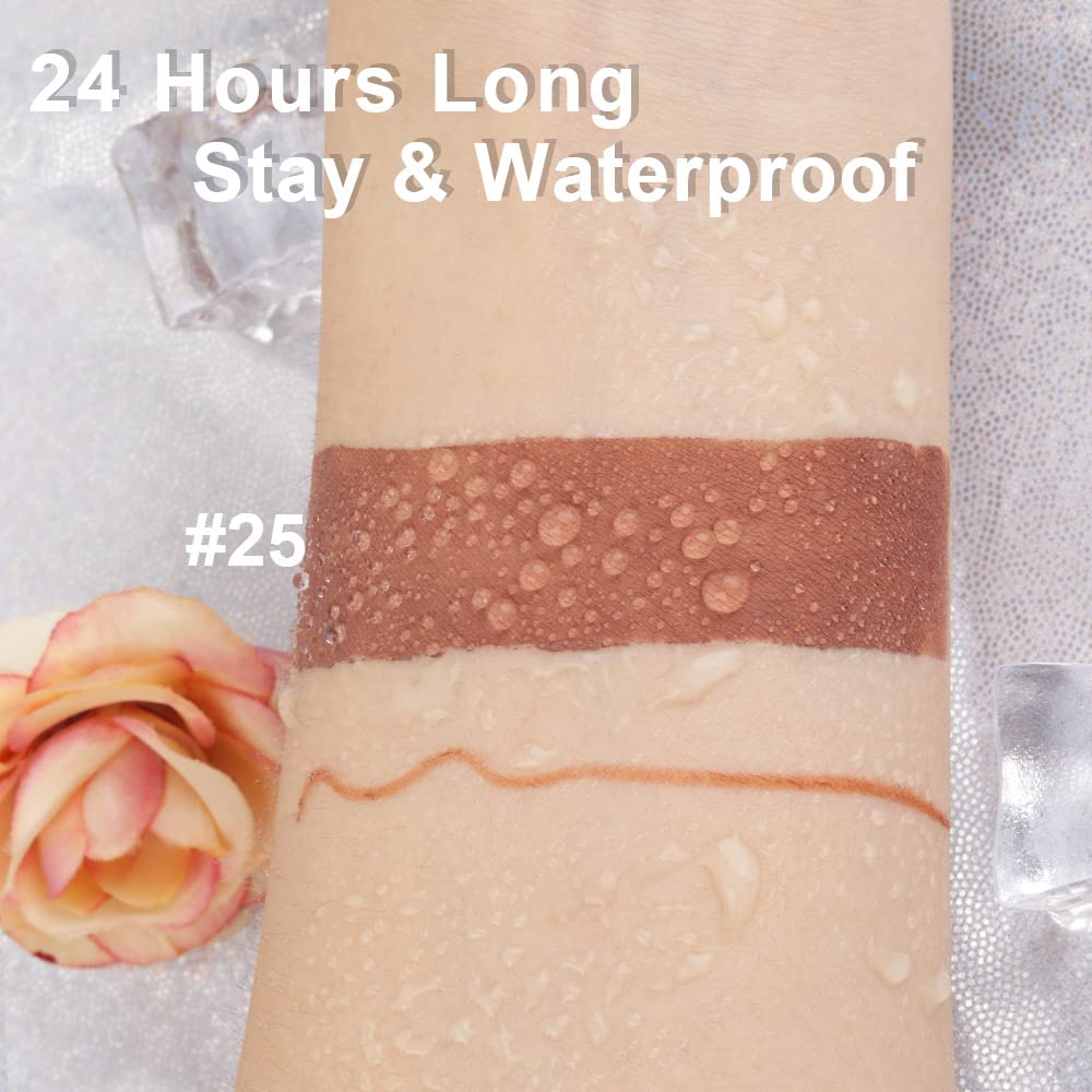 evpct 2Pcs Medium Brown Beige Lip Liner and Matte Lipstick Makeup Sets Vegan Lipstick Lip Liner and Gloss Set Long Lasting Waterproof labiales mate 24 horas originales matte larga duracion 24 25#-Velvo Beauty