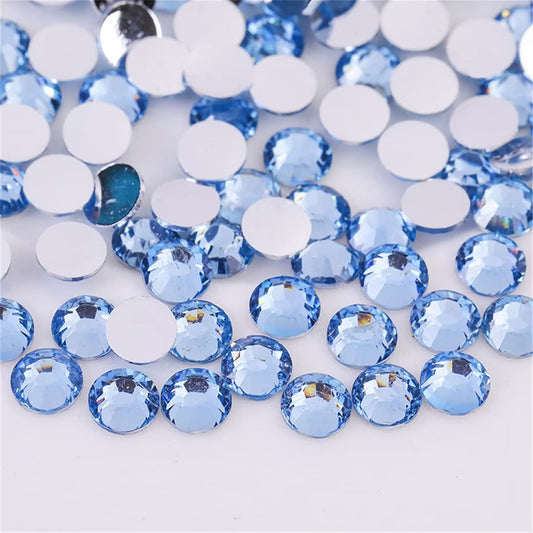 500 Pieces SS30 6mm Flatback Rhinestones Clear Glass Round Gems Crystals for Nail Art DIY Crafts Clothes Shoes Bags (Light Blue)-Velvo Beauty