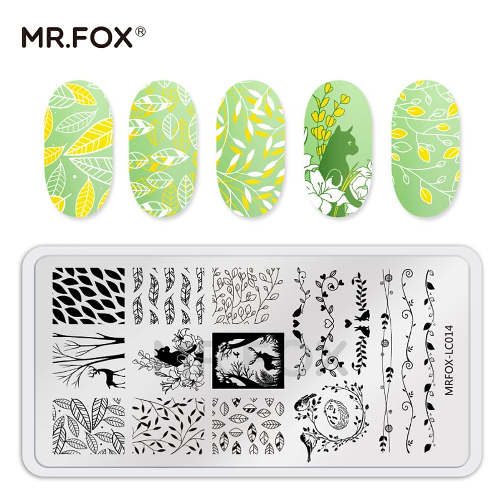 MR.FOX Nail Stamping Plate Set, 5Pcs Nail Art Stamp Kit Templates for Women with Plenty of Images-Velvo Beauty