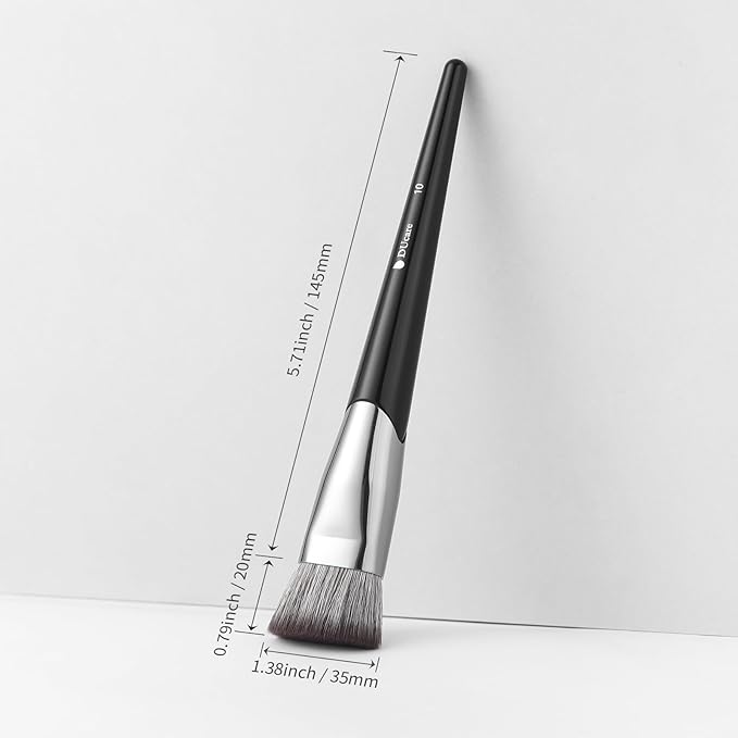 DUcare Foundation Brush Contour Bronzer Self Tanner Makeup Brushes for Liquid Makeup Flat Top Professional Buffing Blending Mineral Powder Face Brush, Black-Velvo Beauty