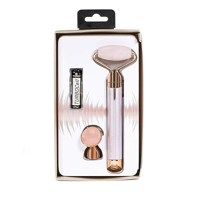 Finishing Touch Flawless Contour Vibrating Facial Roller & Massager, Rose Quartz-Velvo Beauty