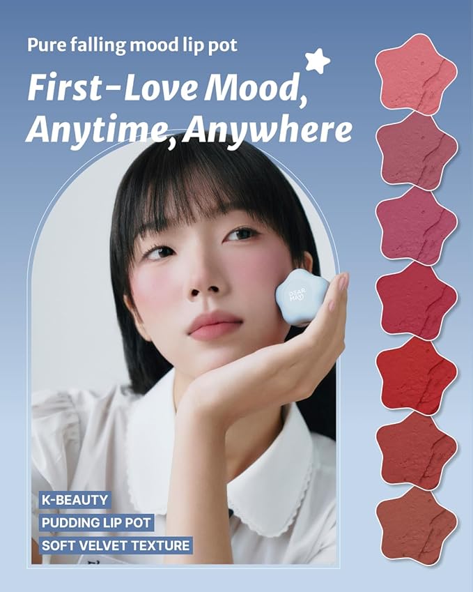 DEARMAY Pure Falling Mood Lip Pot No. 04 Pounding Heart 0.23 Oz. Vegan Lip Stain Lip & Cheek Multi-Use Tint With Hydrating Formula for Smooth Soft Blend Without Dryness or Fine Lines, Korean Makeup-Velvo Beauty