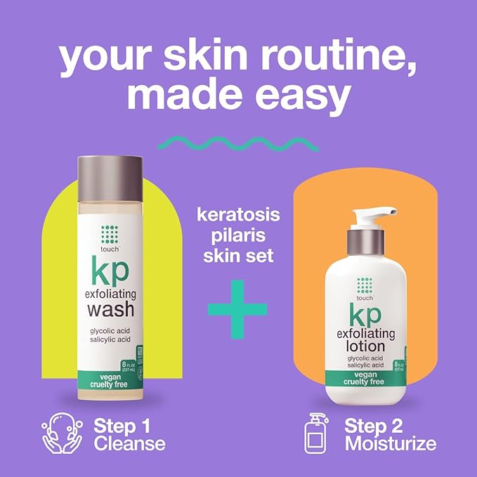 TOUCH Glycolic Acid Lotion for Keratosis Pilaris - KP Exfoliating Body Lotion Moisturizer - for AHA BHA Rough & Bumpy Skin- Gets Rid of Redness - 8 Fl Oz-Velvo Beauty
