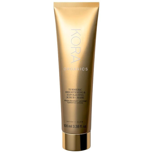 KORA Organics Turmeric Brightening & Exfoliating Mask, Multi-Use Facial Scrub, Polish & Illuminate, Certified Organic Exfoliating Face Mask, Cruelty Free Exfoliator - 3.38 fl oz-Velvo Beauty
