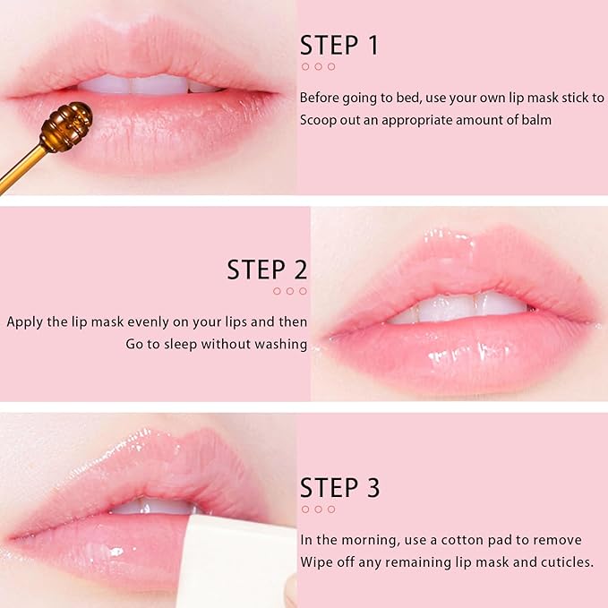 3 PCS Bee Lip Balm Honey Pot, Strawberry & Apple Lime & Coconut Lip Mask Overnight Propolis Moisturizing Lip Balm Hydrating Prevention Dry and Crack Lip Scrubs Exfoliator Lip Wrinkle Care (Set D)-Velvo Beauty