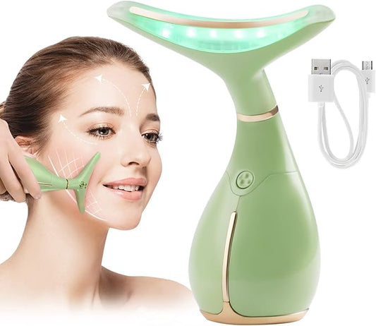 Ms.W Facial Massager for Women, Portable Facial Massager for Skin Care, Electric Facial Massage Kit, 45 ± 5℃ Heating and 3 Massage Modes-* (Green)-Velvo Beauty