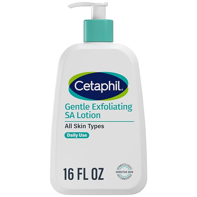Cetaphil Gentle Exfoliating SA Lotion, Lightweight Moisturizer for All Skin Types, 16 Fl oz Pump Bottle, Salicylic Acid, Mandelic Acid & Gluconolactone, Gently Exfoliates, Dermatologist Recommended Brand-Velvo Beauty