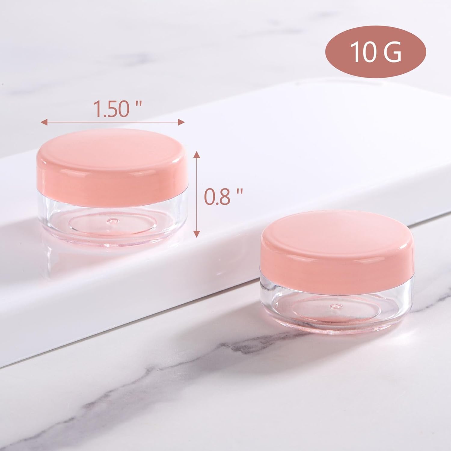 100 Count Sample Containers with Lids, 10 Gram Small Plastic Makeup Jars Lip Scrub Cosmetic Container - Pink-Velvo Beauty