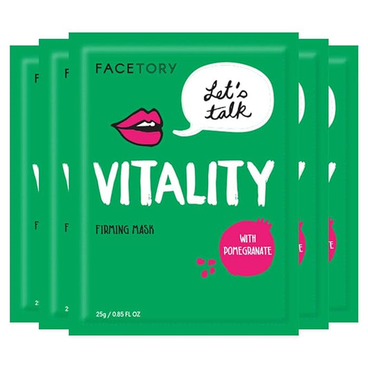 FACETORY K Beauty Face Mask Skin Care - LET'S TALK VITALITY FIRMING Sheet Mask with Pomegranate & Shea Butter | Firming Mask with Antioxidants, Plump & Hydrate (5 Pack)-Velvo Beauty