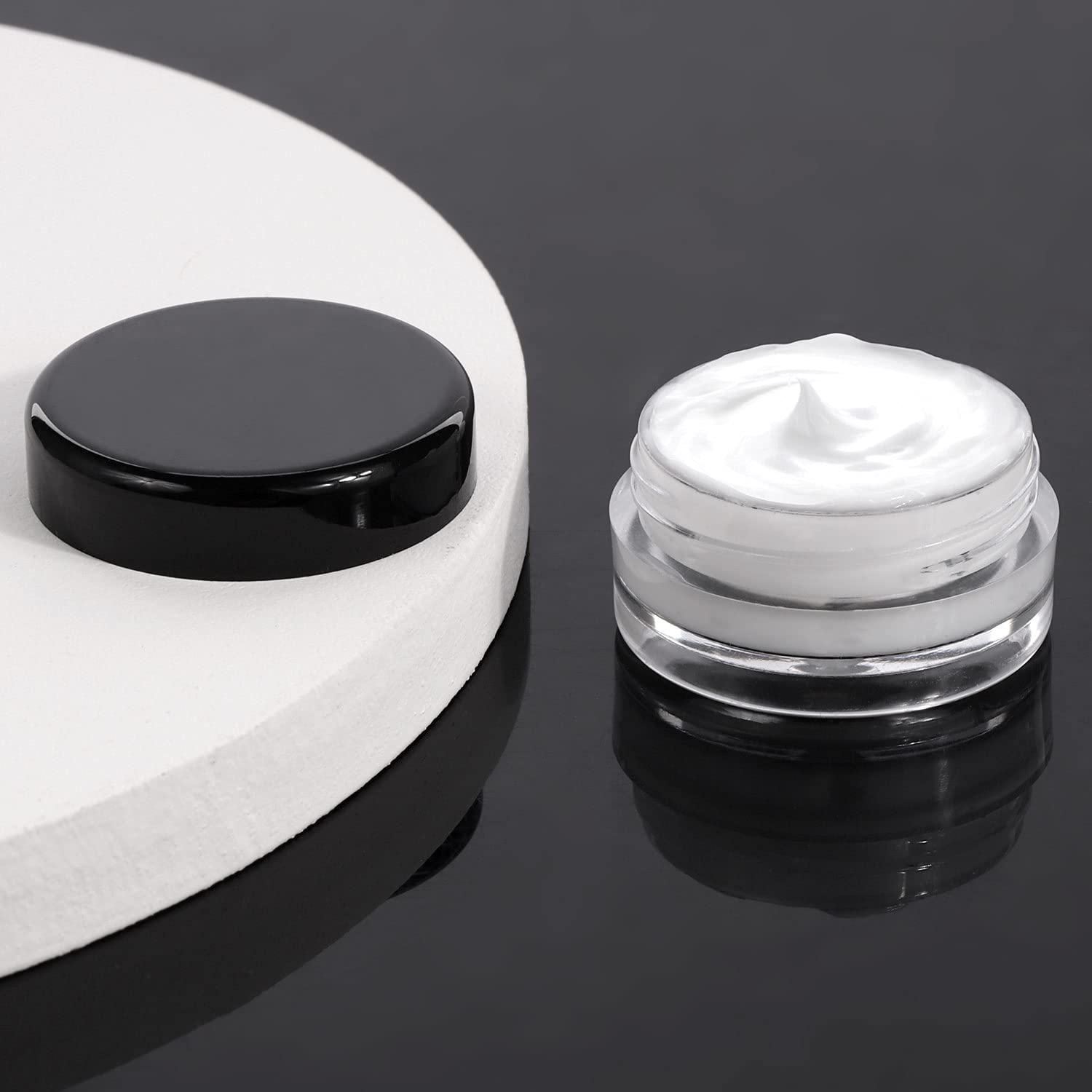 100 Count 10g Small Sample Containers with Lids Plastic Jar Cosmetic Jars Empty Makeup Jars Lip Balm Containers - Black-Velvo Beauty