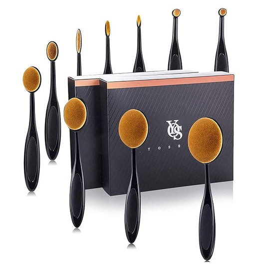 2 Sets Yoseng Oval Makeup Brushes 10 Fashionable Super Soft Professional Oval Toothbrush Foundation Contour Powder Blush Blending Brush Cosmetic Brushes Tool Set ink with Box Black(2 Pack)-Velvo Beauty