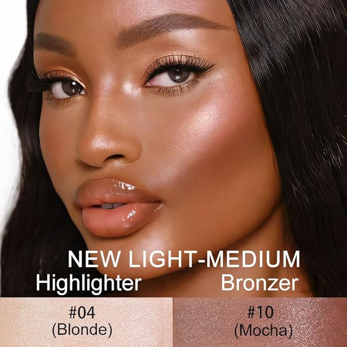 evpct 2Pcs Face Cream Contour Bronzer Sticks Makeup Highlighter Highlight Blonde Mocha Creme Cheek Contour Sticks contorno en crema Bronzing Foundation Face Contour Stick Kit,4+10 New Light-medium-Velvo Beauty