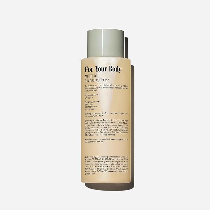 Nécessaire The Body Wash Eucalyptus - Natural Body Wash for Women & Men, Replenishing Shower Gel with Niacinamide, Vitamin C/E + Omega 6/9. Oil-In-Gel Cleanse, 8.4 fl oz.-Velvo Beauty