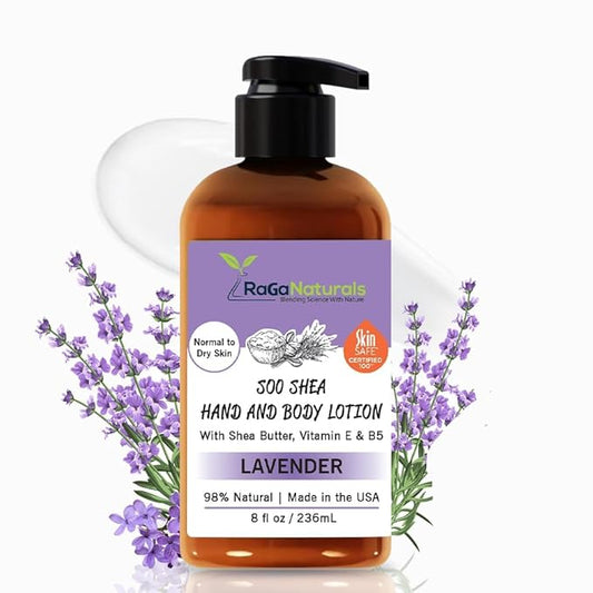 RaGaNaturals Lavender Shea Butter Hand and Body Lotion, 8 Fl Oz - Moisturizing, Plant-Based, Vegan, with Argan, Avocado Oil & Vitamin E-Velvo Beauty