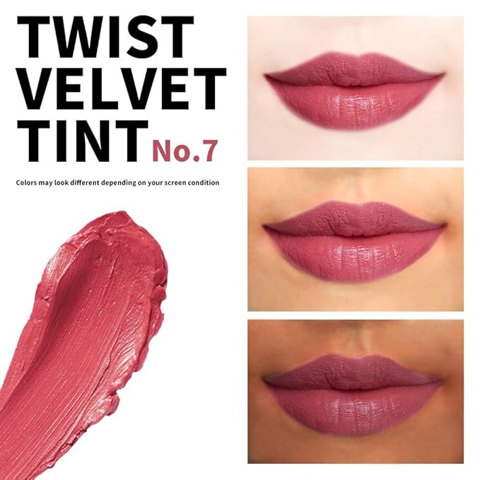PASSIONCAT Long Lasting Lip Stain for Lips and Cheek Tint | High Pigment Color | lightweight Matte Finish | Weightless | Full Coverage | Twist Velvet Tint #7 (No.7)-Velvo Beauty