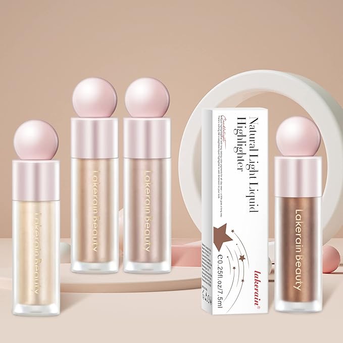 Liquid Highlighter Makeup, Natural Silky Shimmer Finish Liquid Face Highlighter, Highly Pigmented, Lightweight, Blendable, Soft Cream Highlighter For Face (#01 White Gold Shimmer)-Velvo Beauty