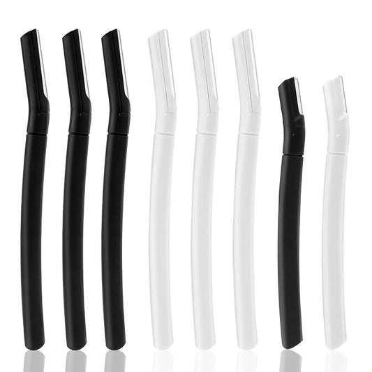 Eyebrow Razor, Dermaplane Face Razors for Women Facial Hair, Eyebrow Shaver(8 Count), Peach Fuzz Removal, Dermaplaner to Exfoliate and Refresh the Skin (White, Black)-Velvo Beauty