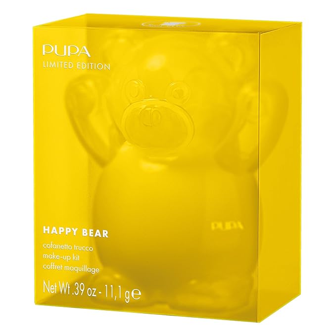 Pupa Milano Happy Bear Makeup Kit, 005 Yellow, 0.39 oz - Makeup Gift Set - Makeup Palette - Blush - Eyeshadow - Highlighter - Lip Gloss - Face Makeup-Velvo Beauty